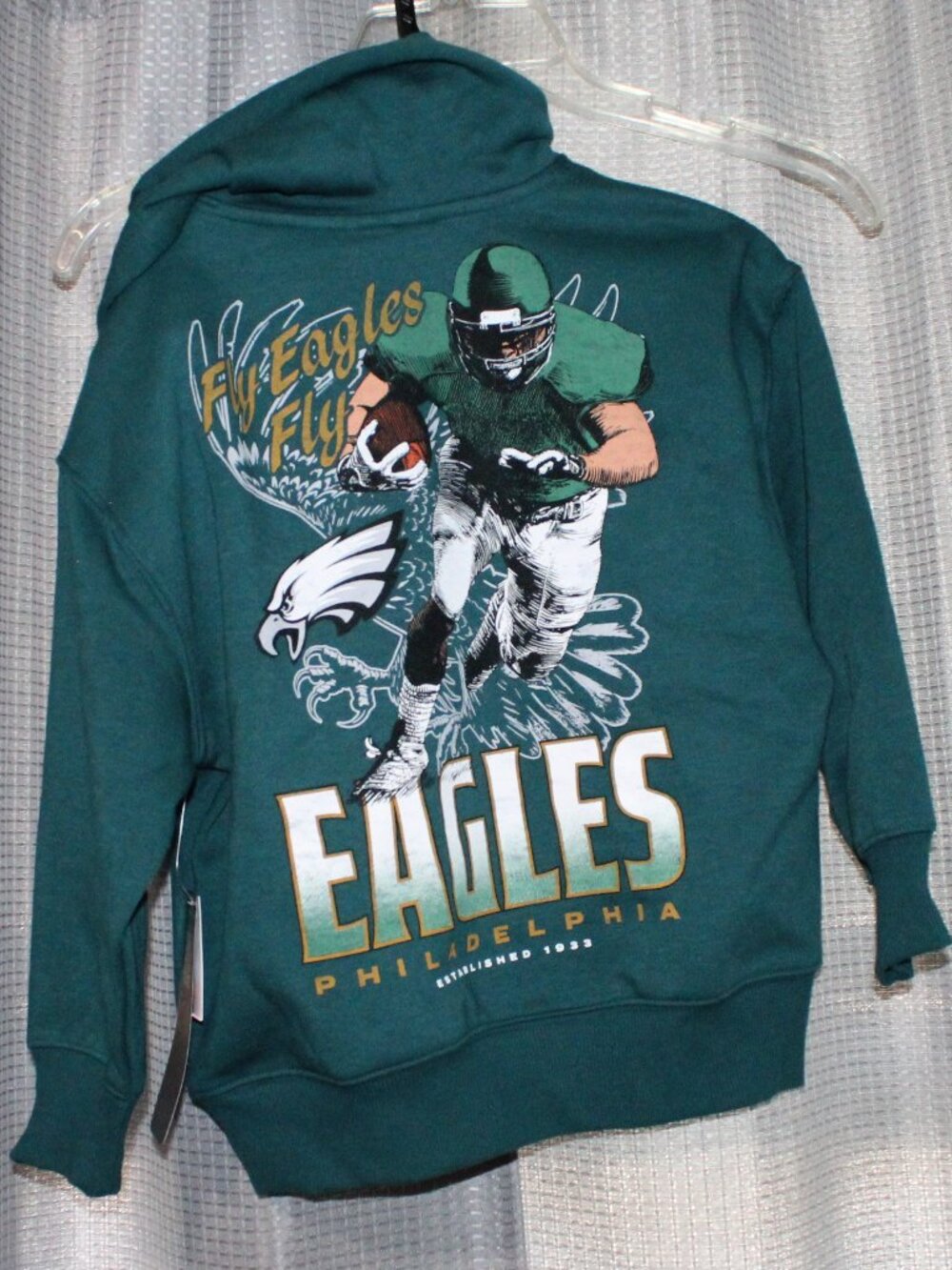 NWT NFL Team Boys Philadelphia Eagles Pullover Hoodie Teal Green Size XS (5) - Picture 2 of 7
